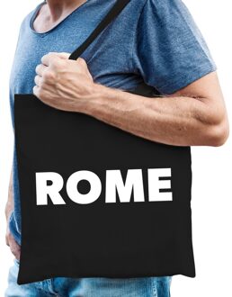 Katoenen Italie/wereldstad tasje Rome zwart - 10 liter - steden cadeautas