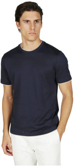 Katoenen Jersey Ronde Hals T-Shirt Eleventy , Blue , Heren - 2Xl,Xl,L,M,S,4Xl,3Xl