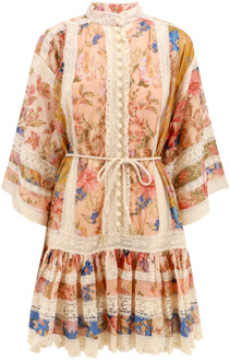 Katoenen kanten mini-jurk met geborduurde mouwen Zimmermann , Multicolor , Dames - XS