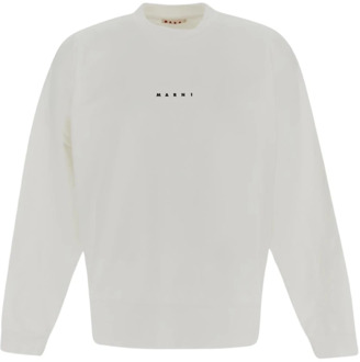 Katoenen Logo Sweatshirt Marni , White , Heren - Xl,M
