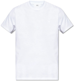 Katoenen Logo T-Shirt Ami Paris , White , Heren - Xl,L,3Xl