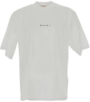 Katoenen Logo T-Shirt Marni , White , Heren - L,M