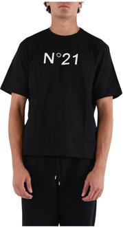 Katoenen Logo T-shirt N21 , Black , Heren - XL