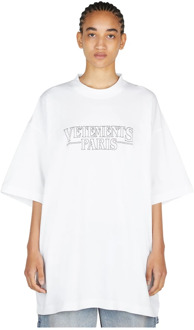 Katoenen Logo T-shirt Vetements , White , Dames - M