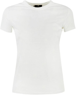 Katoenen Logo T-Shirt voor Dames Elisabetta Franchi , White , Dames - L,M,S