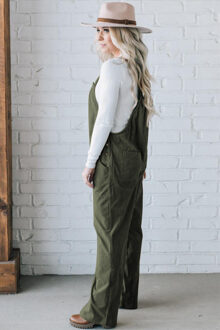 Katoenen Overall Jumpsuit Relaxed Fit Donkergroen