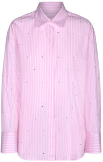 Katoenen Overhemd met Klassieke Kraag Msgm , Pink , Dames - XS