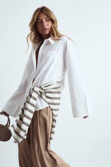 Katoenen Oversized Overhemd Met Brede Mouwen, White - 36