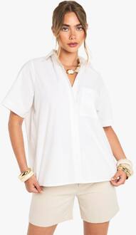 Katoenen Popeline Overhemd Met Korte Mouwen, White - 34