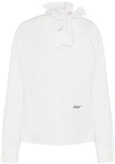 Katoenen Poplin Overhemd met PLS Logo Detail Philosophy di Lorenzo Serafini , White , Dames - S,2Xs