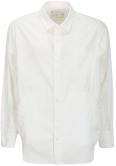 Katoenen Poplin Overhemd Sacai , White , Heren - L,M