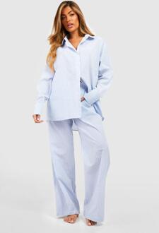 Katoenen Pyjama Broek Met Krijtstrepen, Blue - 34