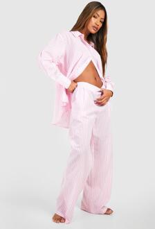 Katoenen Pyjama Broek Met Krijtstrepen, Pink - 42