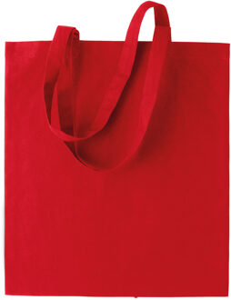 Katoenen schoudertasje - 2x stuks - rood - 38 x 42 cm - Boodschappentas - met hengsels