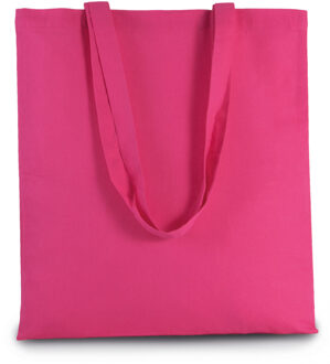 Katoenen schoudertasje - fuchsia roze - 38 x 42 cm - Boodschappentas - met hengsels