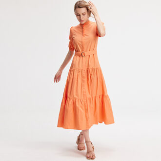 Katoenen shirtjurk met toegevoegde riem Oranje