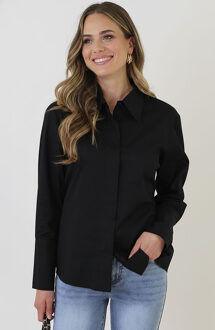 Katoenen Strik Blouse Zwart
