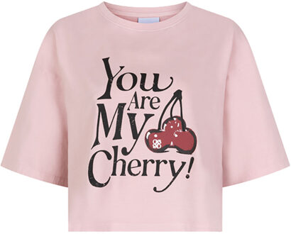 Katoenen T-shirt Cherry  roze - XS,S,M,L,XL,
