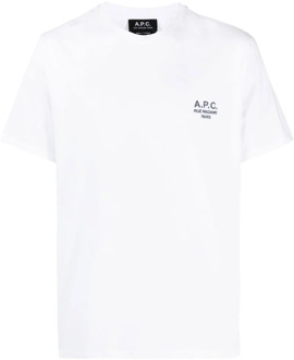 Katoenen T-shirt met Bedrukt Logo - S A.p.c. , White , Heren - 2Xl,M
