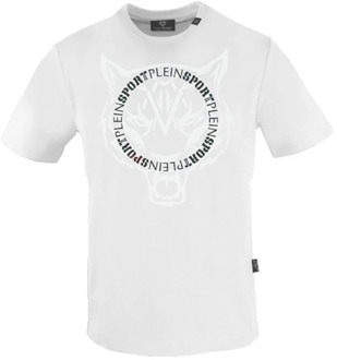 Katoenen T-shirt met Front Print Plein Sport , White , Heren - 2Xl,Xl