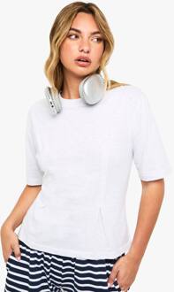 Katoenen T-Shirt Met Getailleerde Taille, Ash Grey - 38