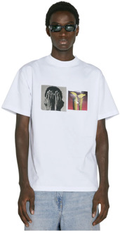 Katoenen T-shirt met Grafische Patches Honey Fucking Dijon , White , Heren - L,M,S