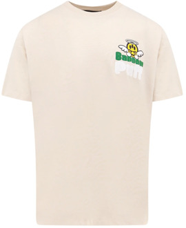 Katoenen T-Shirt met Logo Print Barrow , Beige , Heren - L,M,S,Xs