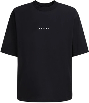 katoenen t-shirt met mini logo Marni , Black , Heren - Xl,L,M