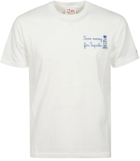 Katoenen T-shirt Verhoog Casual Stijl MC2 Saint Barth , White , Heren - Xl,L,M,S