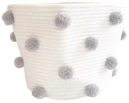 Katoenen Touw Opbergmanden 12  "X 12 " Geweven Baby Leuke Pompoms Orangizer Bins QX2E"