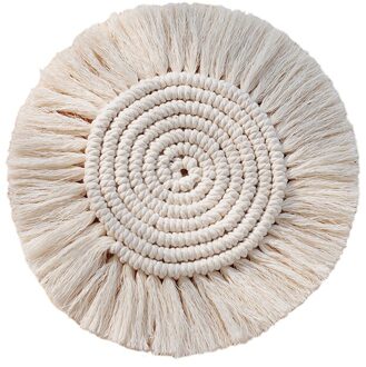 Katoenen Touw Placemat Cup Coaster Mok Keuken Bruiloft Tafel Plaats Mat Kwasten Handgemaakte Non-Slip Isolatie Anti Pad B 1stk