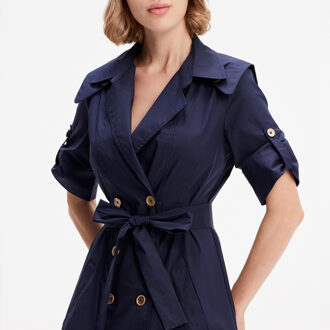 Katoenen trench-coat jurk - maat M Blauw