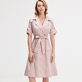 Katoenen trench-coat jurk - maat XL Blush