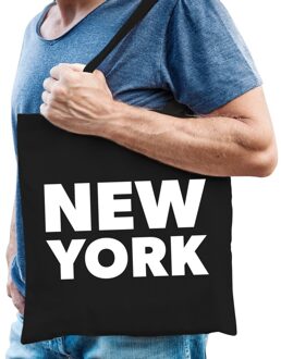 Katoenen USA/wereldstad tasje New York zwart - 10 liter -  steden cadeautas