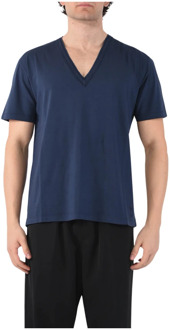 Katoenen V-hals T-shirt regular fit Mauro Grifoni , Blue , Heren - 2Xl,L,S