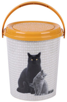 Kats Huisdieren katten voedsel/voercontainer - voorraad box - kunststof - 11 liter - afsluitbare deksel