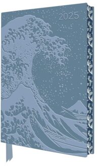 Katsushika Hokusai: The Great Wave 2025 Artisan Art Vegan Leather Diary Planner - Page To View - Flame, Tree