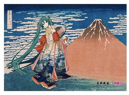 Katsushika Hokusai x Hatsune Miku Acrylic Panel Thirty-six Views of Mount Fuji Fine Wind, Clear Morning 30 cm