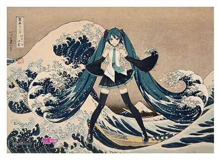 Katsushika Hokusai x Hatsune Miku Acrylic Panel Thirty-six Views of Mount Fuji The Great Wave off Kanagawa 30 cm