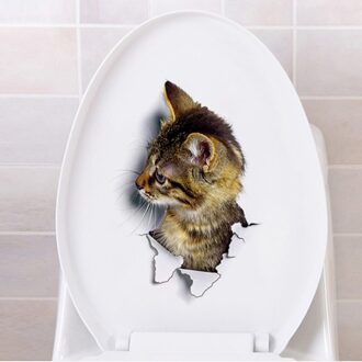 Katten 3D Muursticker Wc Stickers Gat View Levendige Honden Badkamer Voor Thuis Decoratie Dieren Vinyl Decals Art Sticker Poster Style2