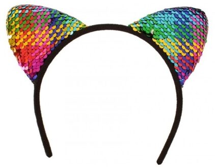 Katten/poezen oortjes diadeem/haarband - Gekleurde pailletten - voor dames