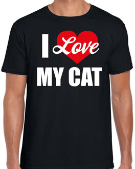 Katten t-shirt I love my cat / Ik hou van mijn kat / poes - zwart voor heren L