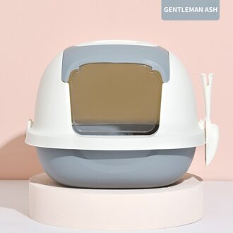 Kattenbak Semi-Gesloten Kattenbak Deodorant Grote Anti-Spat Kat Bad Shit Oversized Kattenbakvulling Kat levert Kattenbak grijs