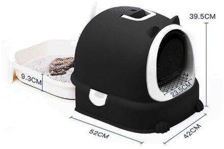 Kattenbakvulling Lade Volledig Afgesloten Grote Kat Wc Lade Kitten Kattenbak Behuizing Splash Proof Huisdieren Mest Wastafel Wc Voor katten zwart