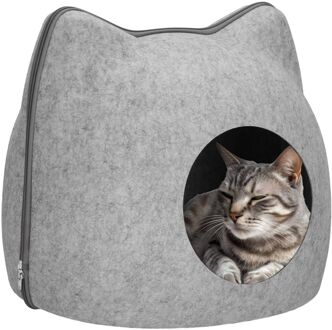 Kattenmand - Kattenhuis - Bed - Kussen - 38 x 36 x 35,5 cm - Grijs