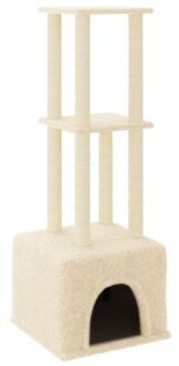 Kattenmeubel met sisal krabpalen 133,5 cm crèmekleurig Multikleur