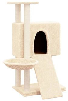 Kattenmeubel met sisal krabpalen 96 cm crèmekleurig Multikleur