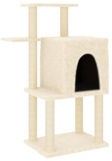 Kattenmeubel met sisal krabpalen 97 cm crèmekleurig Multikleur