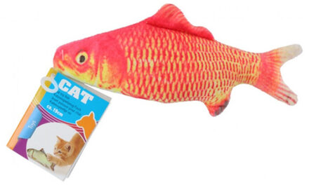 Kattenspeeltje - vis - knuffel - 19 cm - oranje - goudvis - katten speelgoed