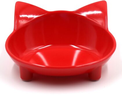 Kattenvoer Kom Huisdier Servies Verdikte Kat Oren Vorm Feederbowl Antislip Leuke Voedsel Water Dispenser Voor Katten Gerechten huisdieren Benodigdheden rood